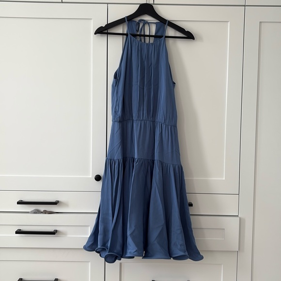 SOLD Milly Blue Silk Midi Dress Size 4 - Picture 1 of 5